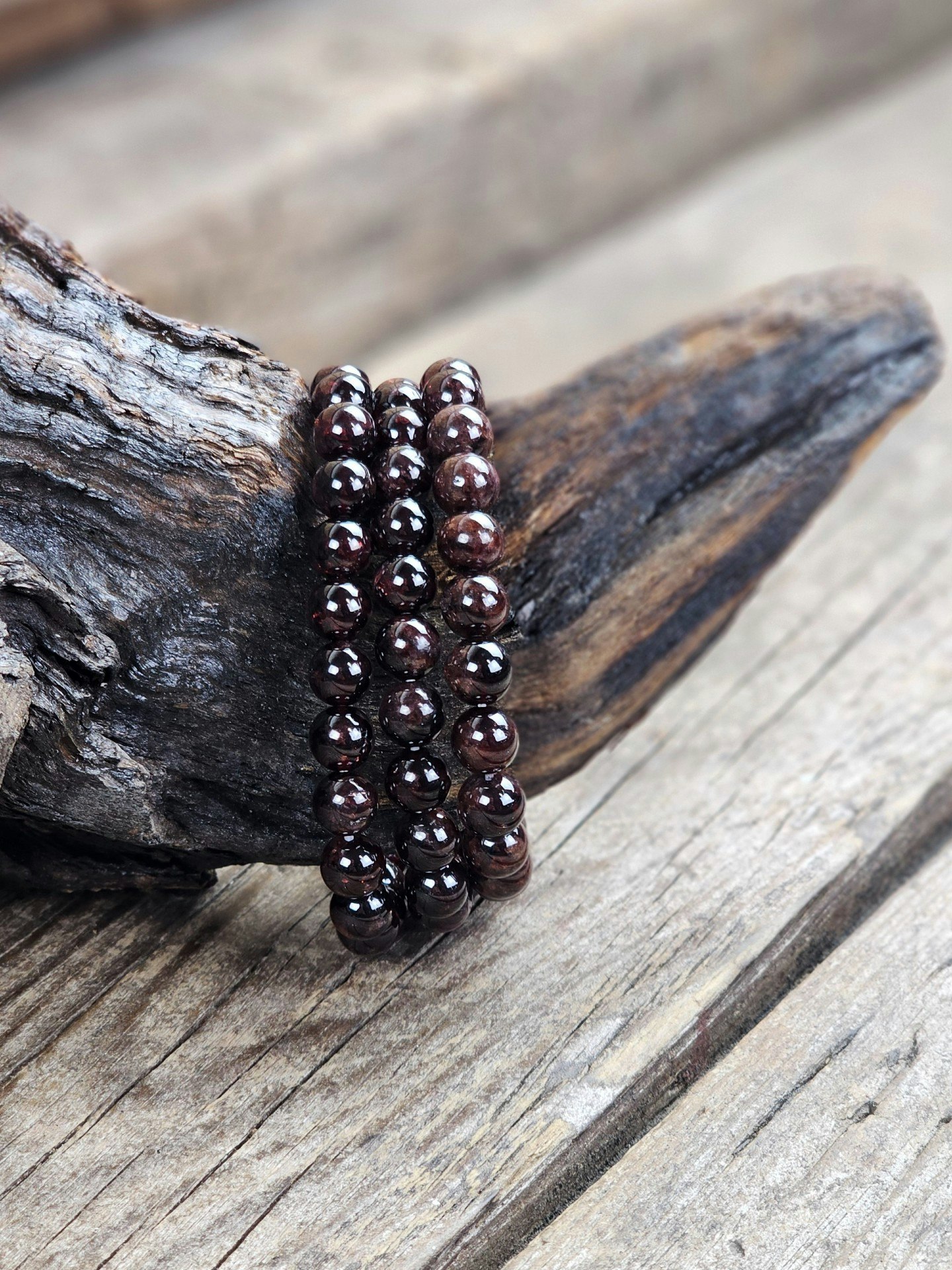 Granat, armband 8mm runda pärlor
