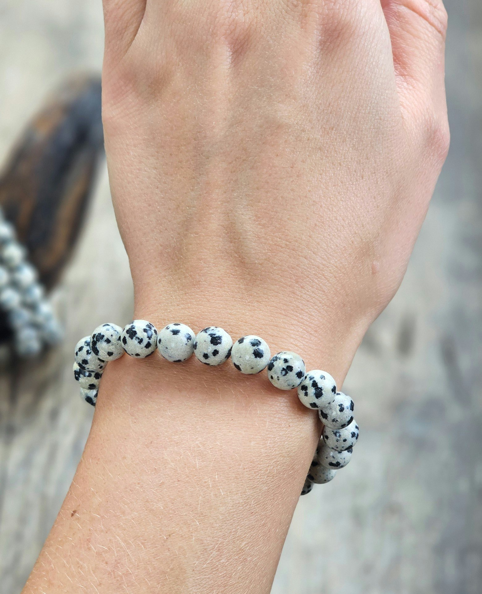 Dalmatinerjaspis, armband 8mm runda pärlor