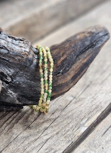 Grön & gul Turmalin, armband 3mm facetterade pärlor