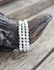Dendrit Opal vit, armband 6mm runda pärlor