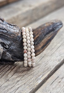 Fossilagat, armband 6mm runda pärlor
