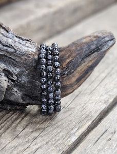 Indigo Gabbro, armband 6mm runda pärlor