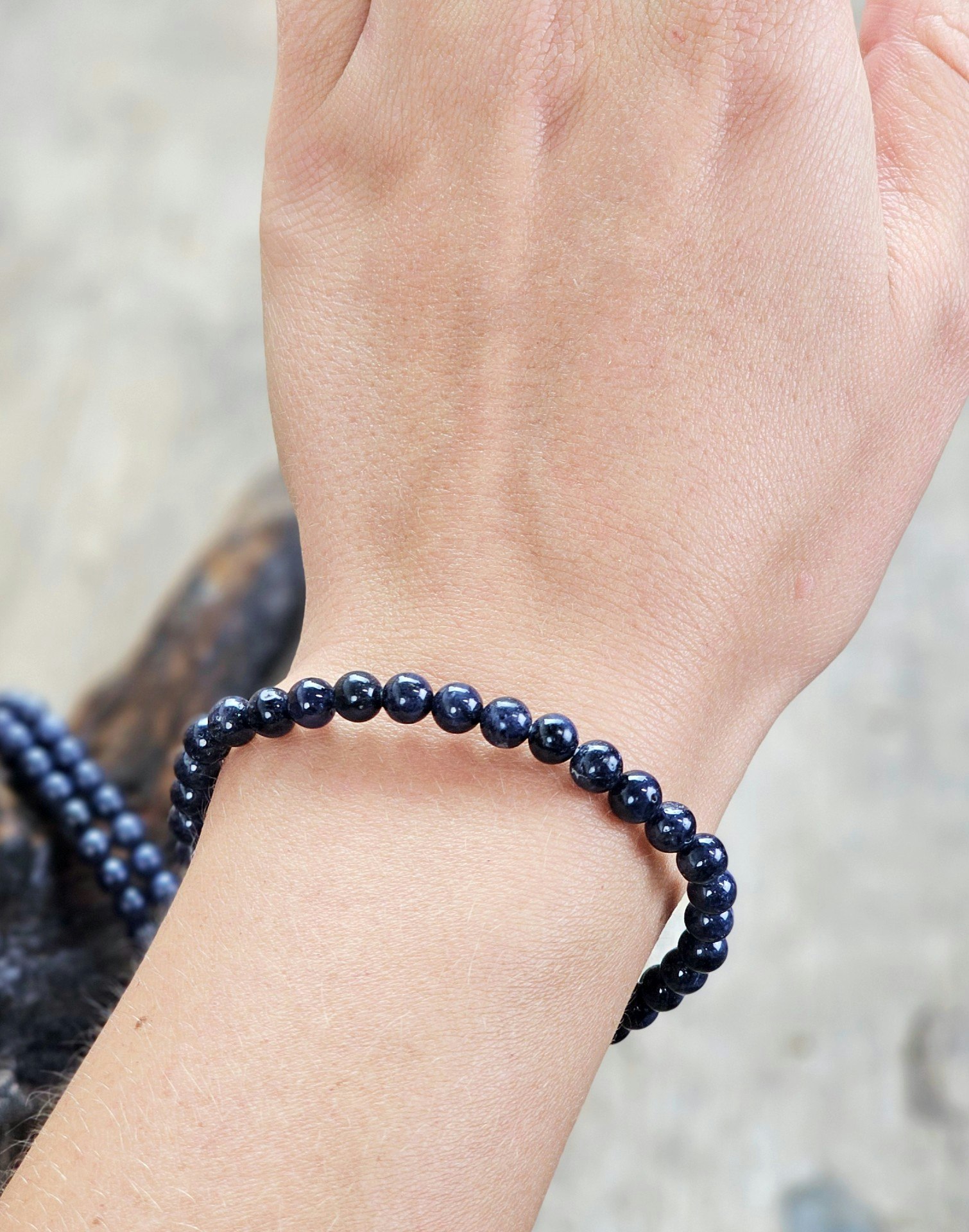 Safir, armband 6mm runda pärlor
