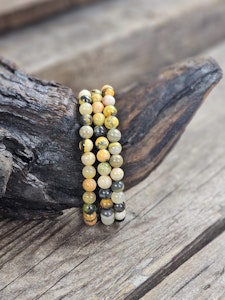 Bumble Bee Jaspis, armband 6mm runda pärlor