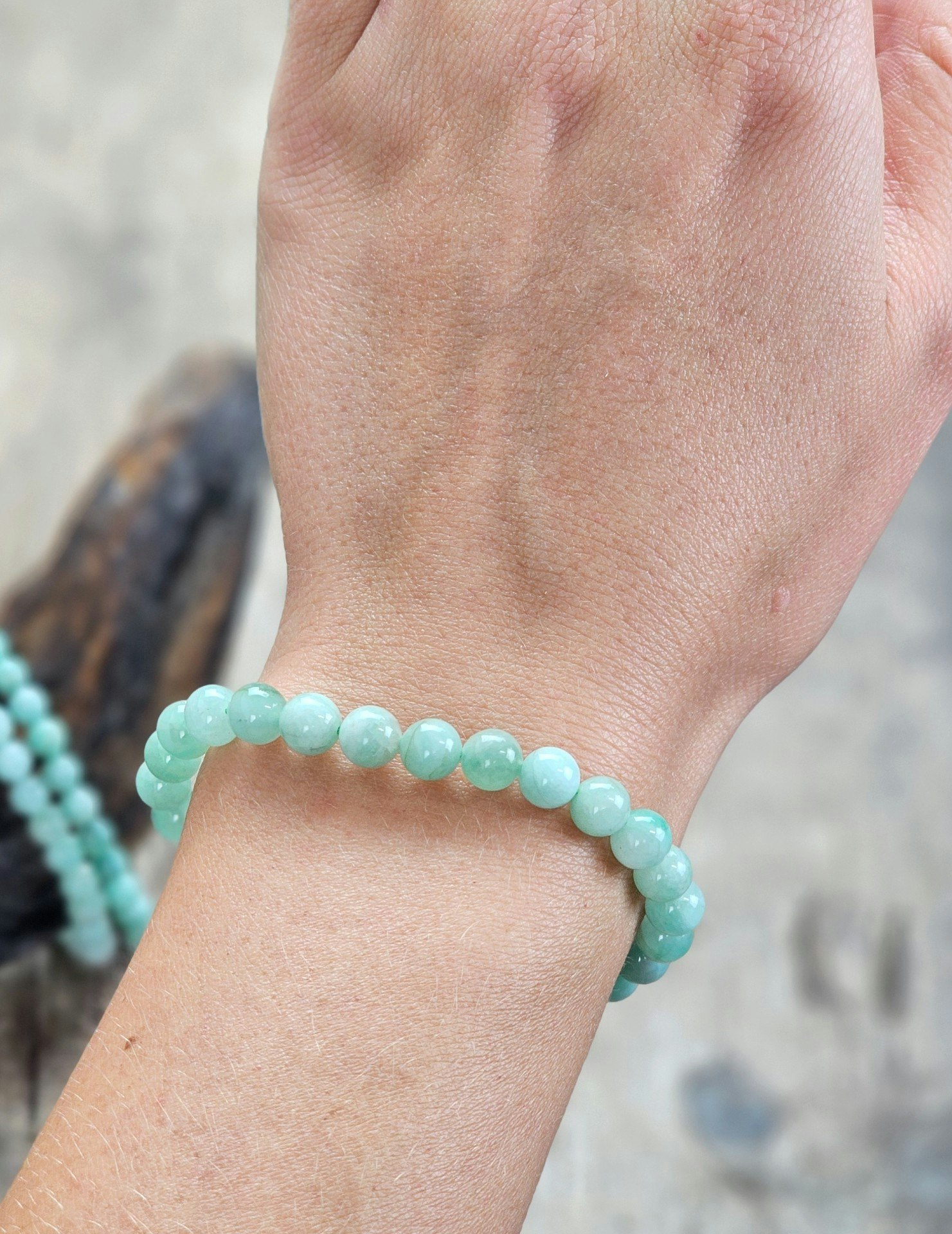 Smaragd, armband 6mm runda pärlor