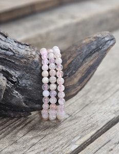 Blomsteragat, armband 6mm runda pärlor
