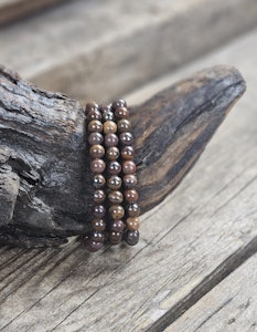 Tigerjärn, armband 6mm runda pärlor