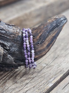 Lepidolit, armband 4mm facetterade pärlor