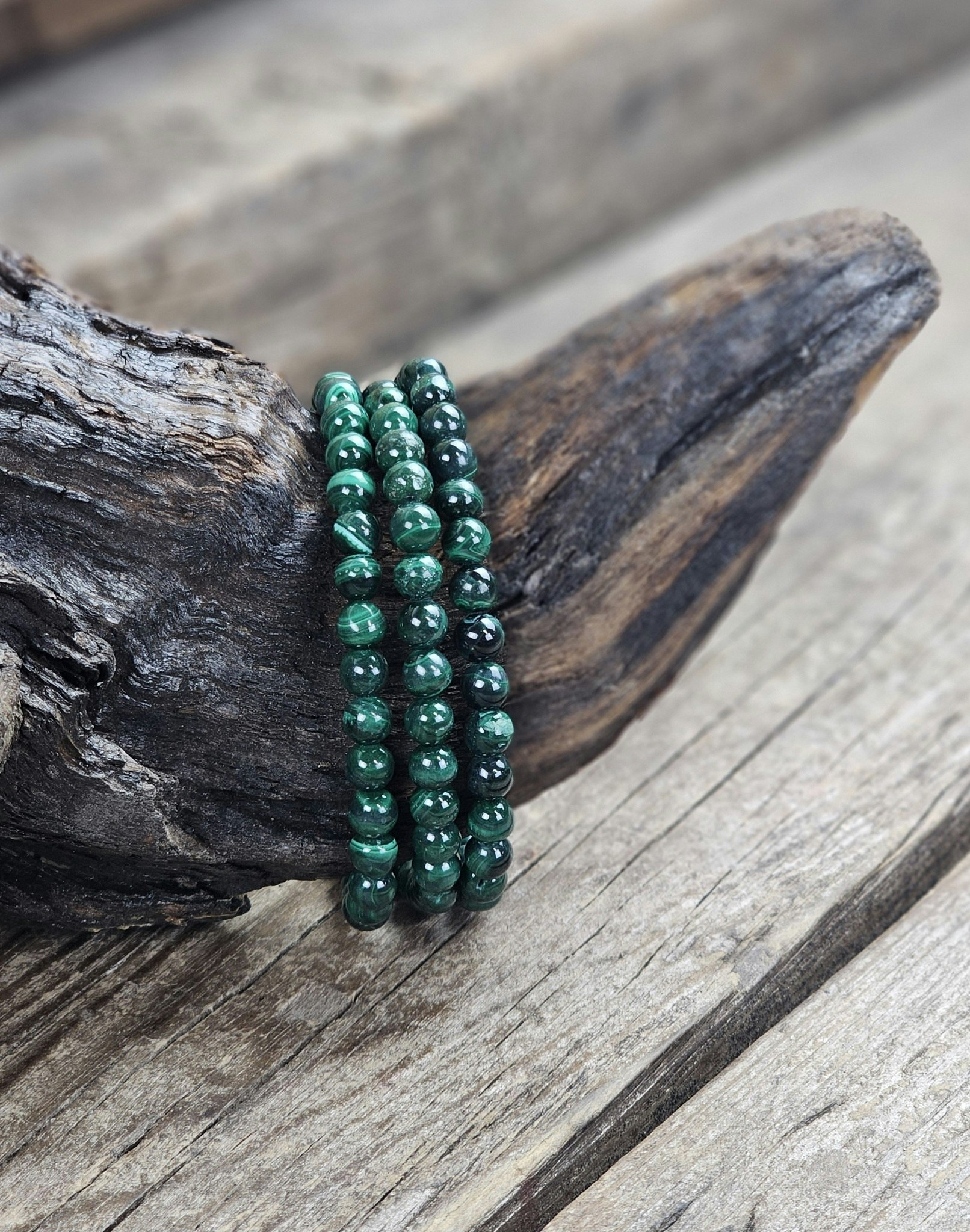 Malakit, armband 6mm runda pärlor