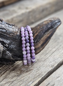 Lepidolit, armband 6mm runda pärlor