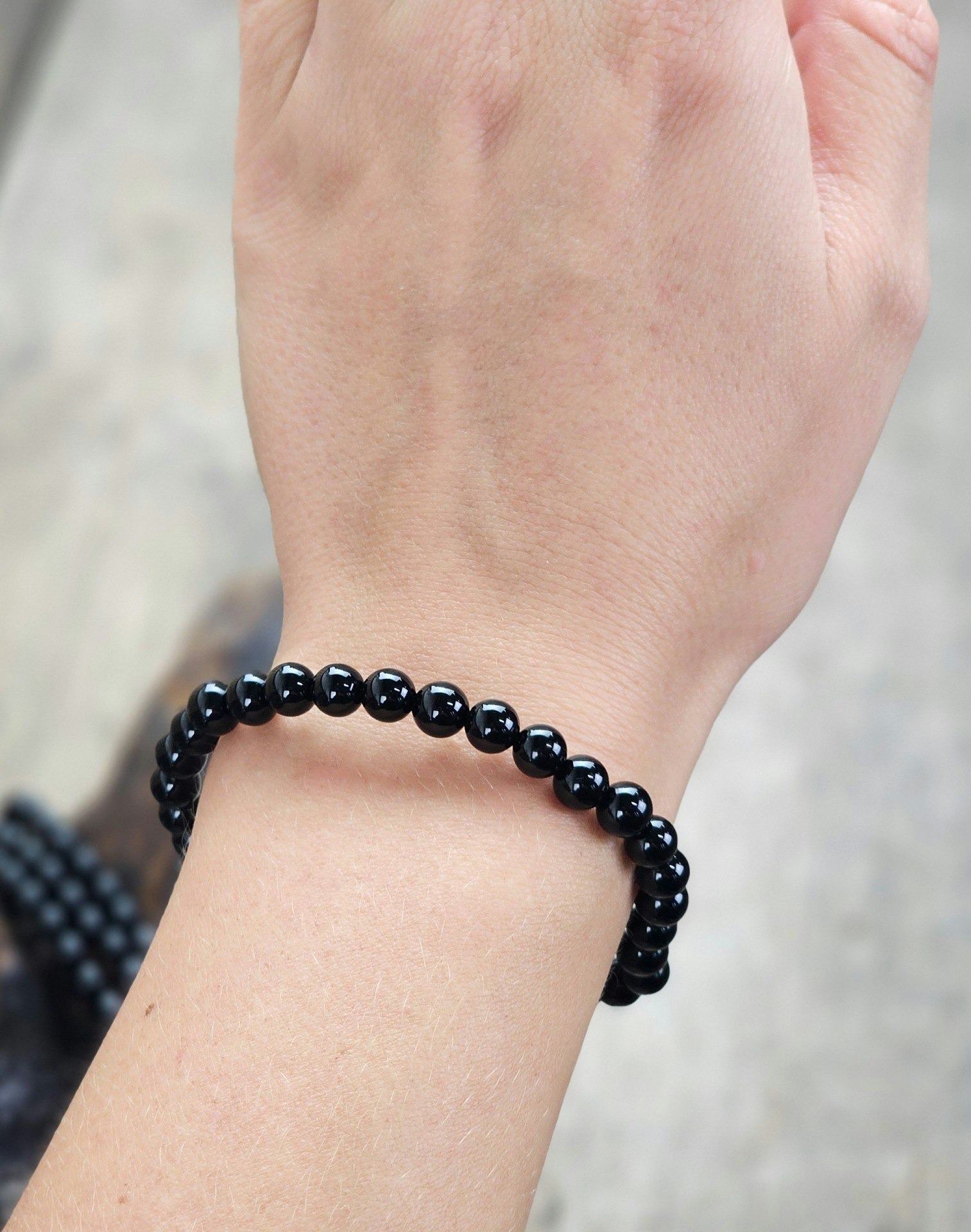 Onyx, armband 6mm runda pärlor