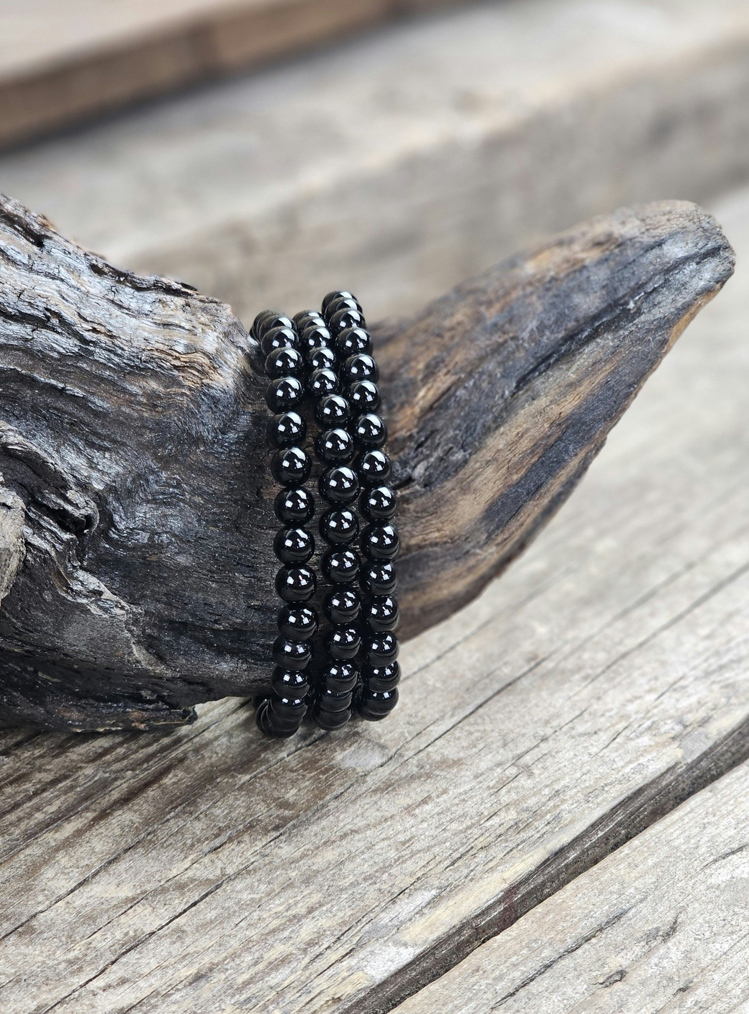 Onyx, armband 6mm runda pärlor