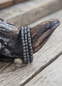 Hematit, armband 6mm runda pärlor