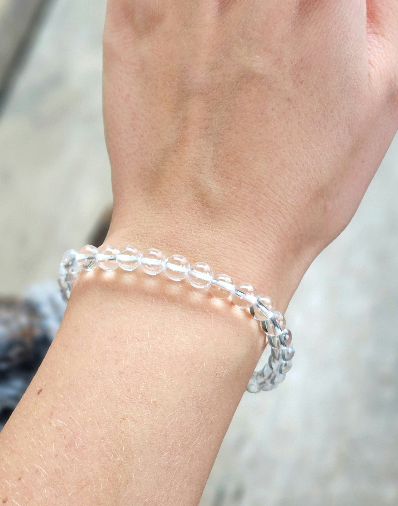 Bergkristall extra klar, armband 6mm runda pärlor