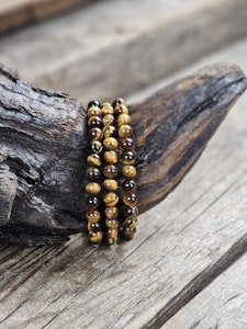 Tigeröga, armband 6mm runda pärlor