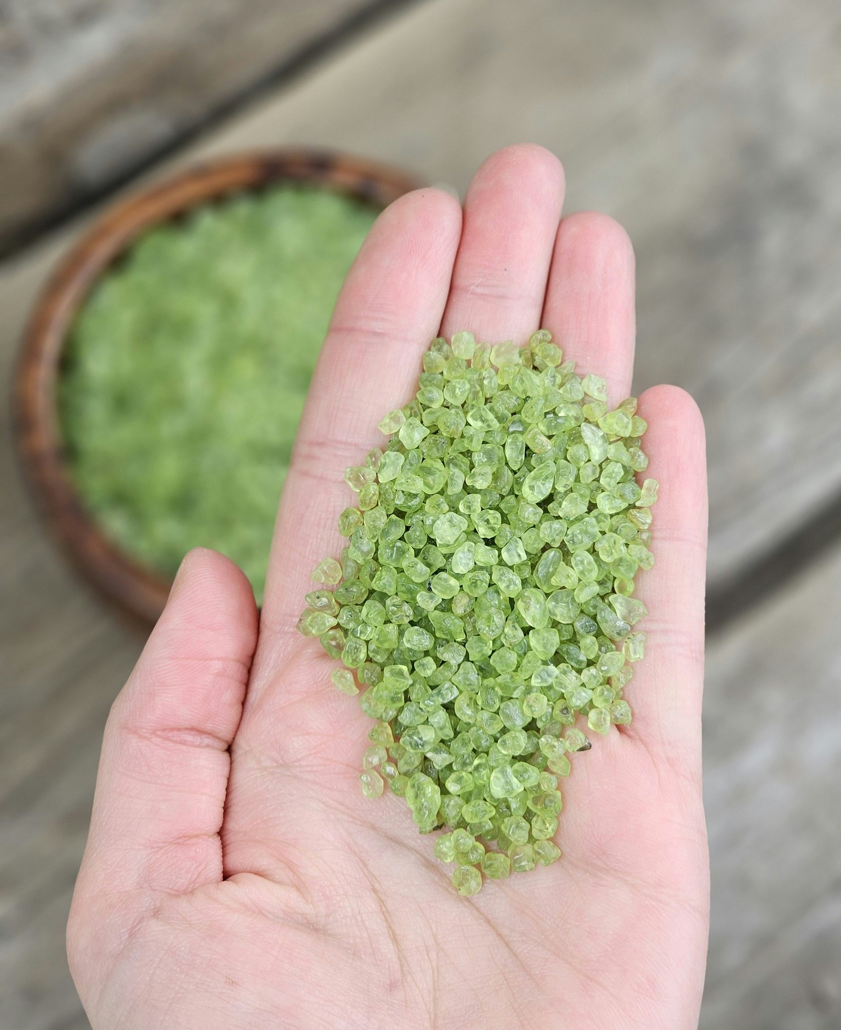 Peridot (Olivin), kristallchips