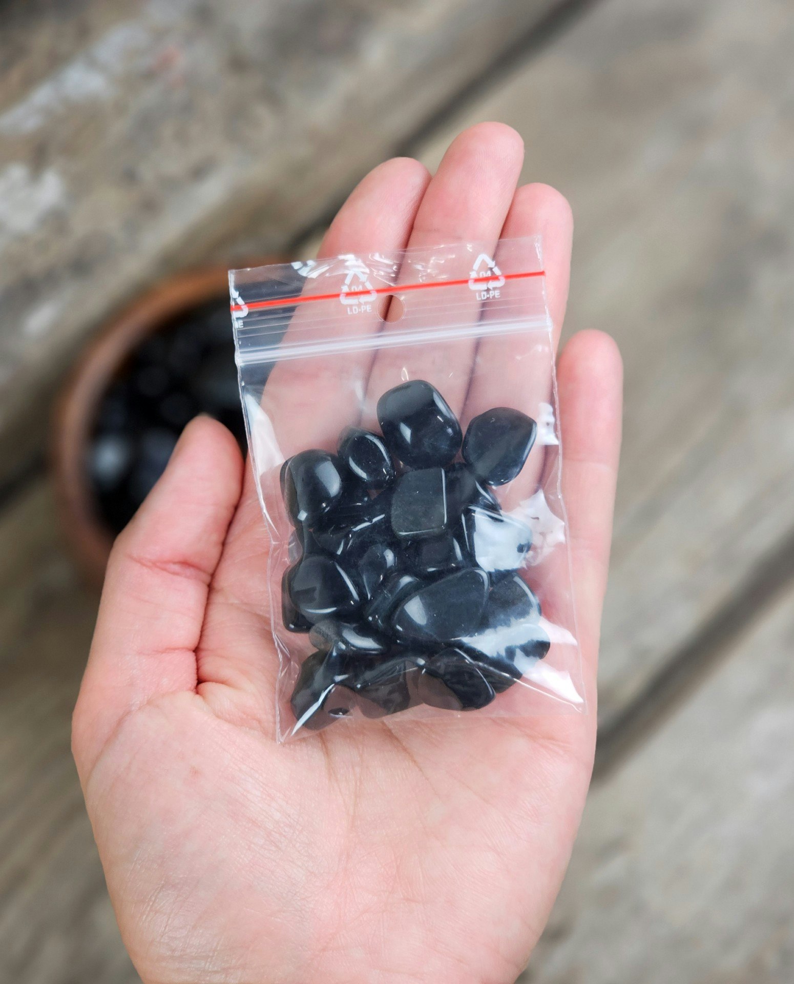Obsidian, små trumlade
