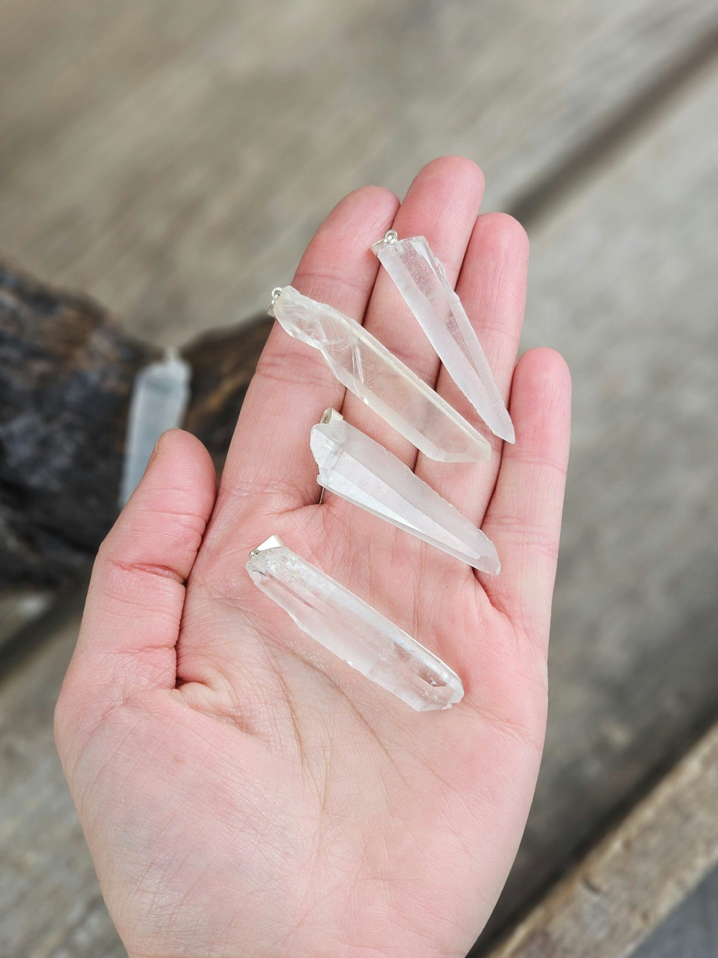 Laserspets (Lemurian Bergkristall), silverpläterat hänge