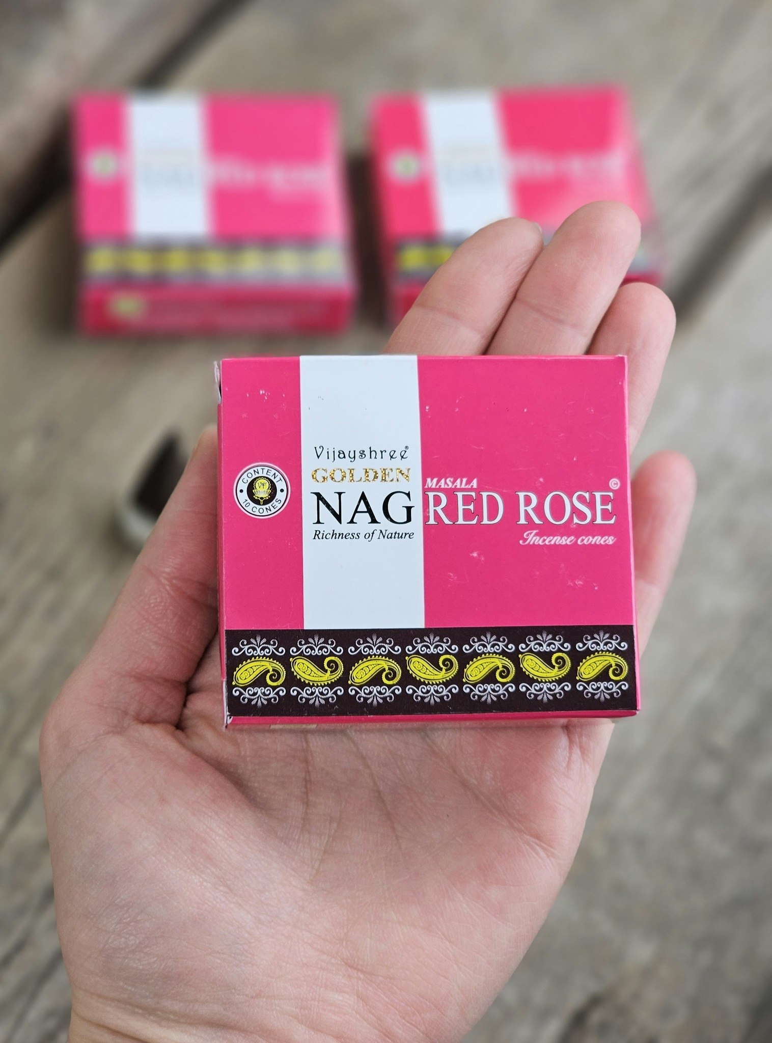 Vijayshree - Golden Nag Red Rose, rökelsekoner