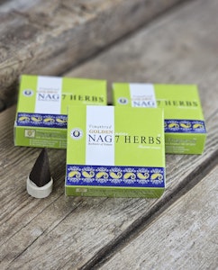 Vijayshree - Golden Nag 7 Herbs, rökelsekoner