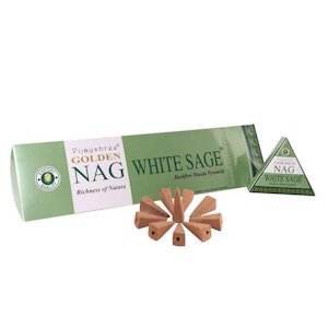 Vijayshree - Golden Nag White Sage, rökelsekoner backflow