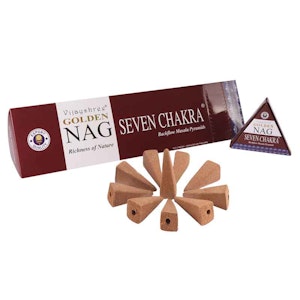 Vijayshree - Golden Nag Seven Chakra, rökelsekoner backflow