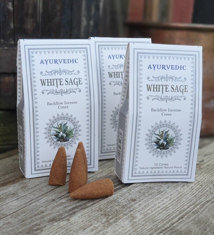 Ayurvedic - White Sage, rökelsekoner backflow