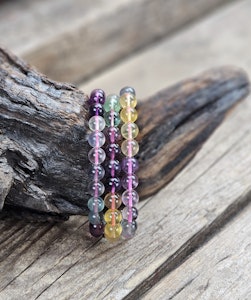 Fluorit mix extra, armband 8mm runda pärlor