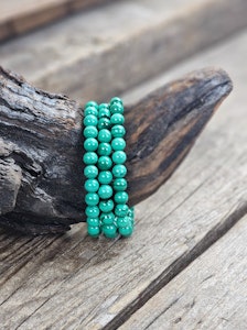Malakit ljus, armband 6mm runda pärlor