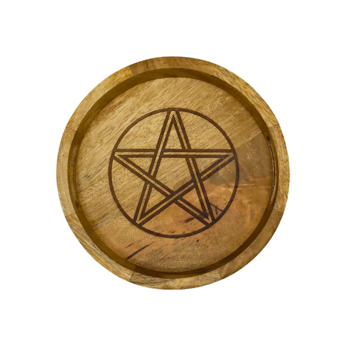 Stor bricka med handtag i trä, Pentagram
