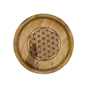 Stor bricka med handtag i trä, Flower Of Life