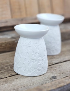 Aromalampa, diffuser vit keramik Fjärilar stor