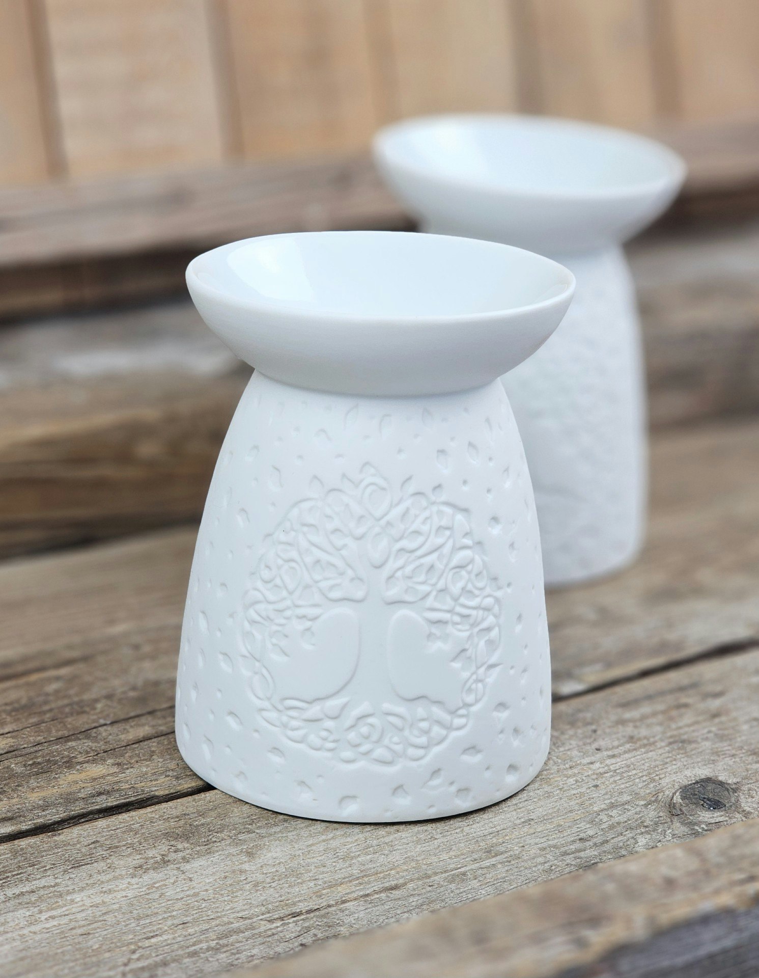 Aromalampa, diffuser vit keramik Tree Of Life stor