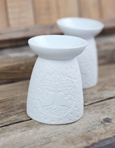 Aromalampa, diffuser vit keramik Tree Of Life stor