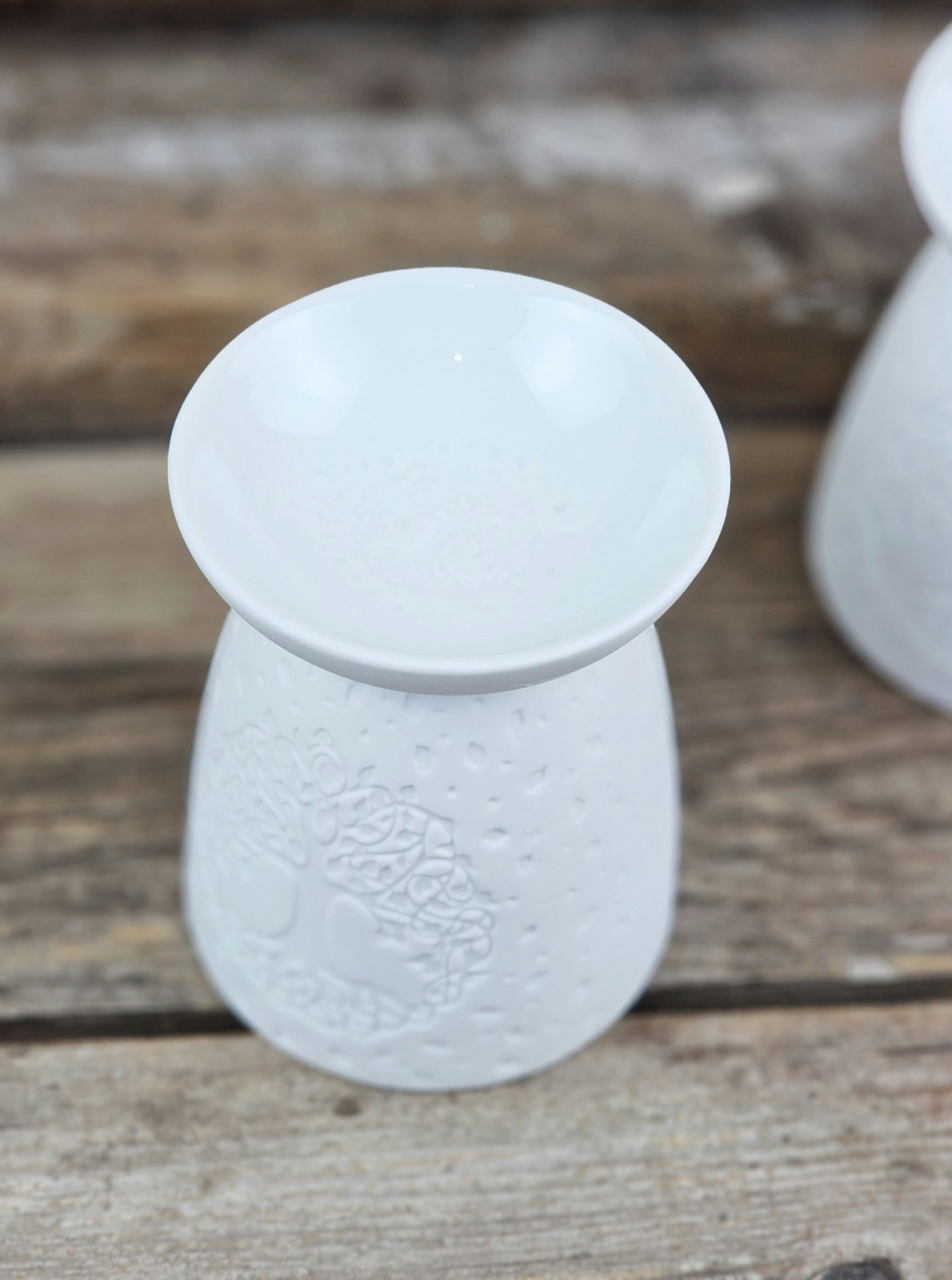 Aromalampa, diffuser vit keramik Tree Of Life stor