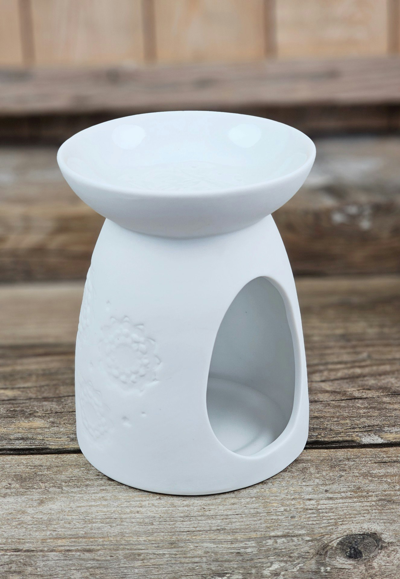 Aromalampa, diffuser vit keramik Buddha stor