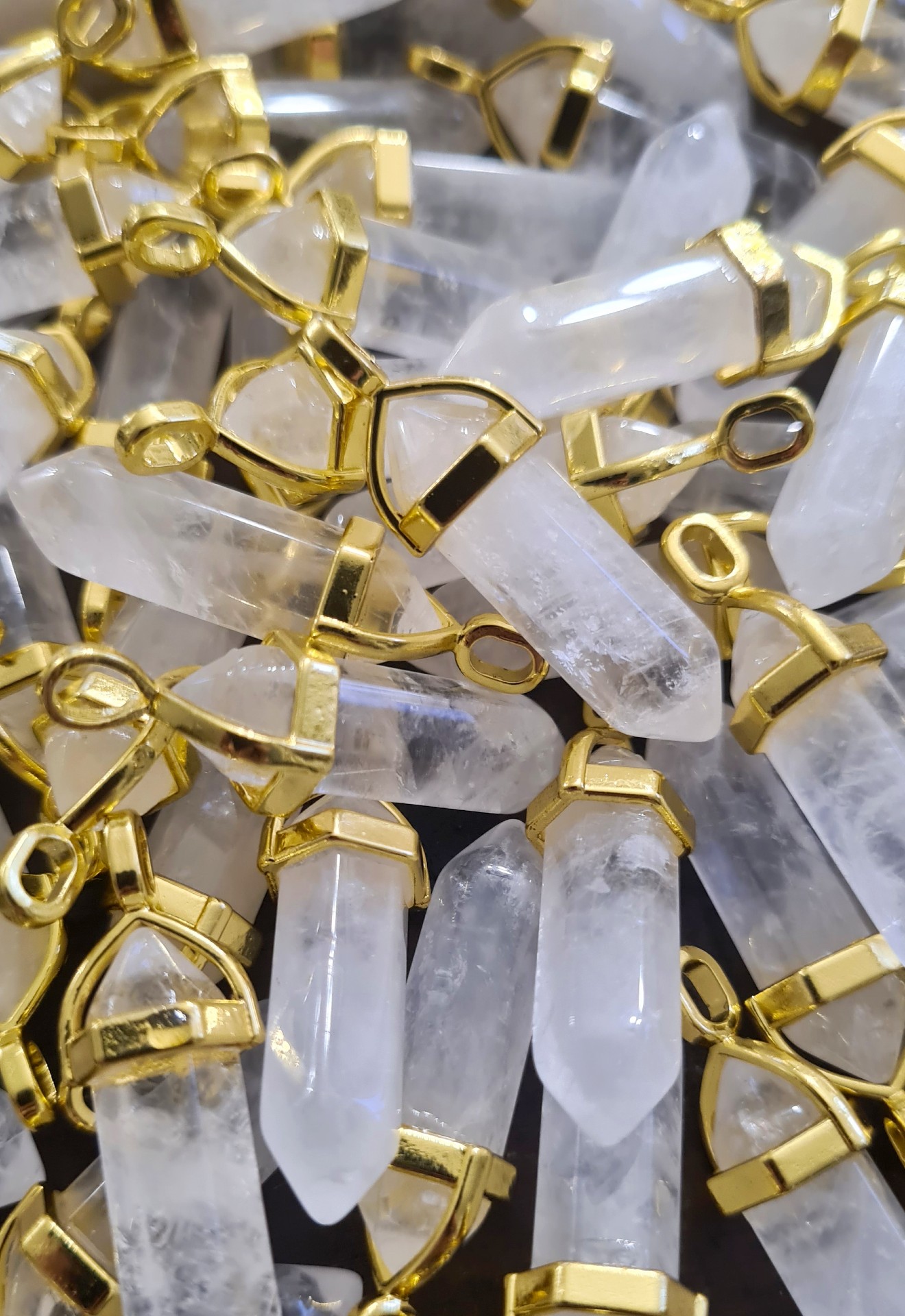 Spets hänge, Bergskristall guldpläterad (per styck)