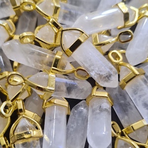Spets hänge, Bergskristall guldpläterad (per styck)