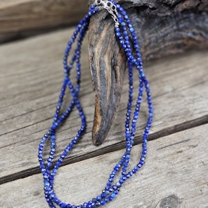 Lapis Lazuli, halsband 4mm facetterade pärlor 925s. (per styck)