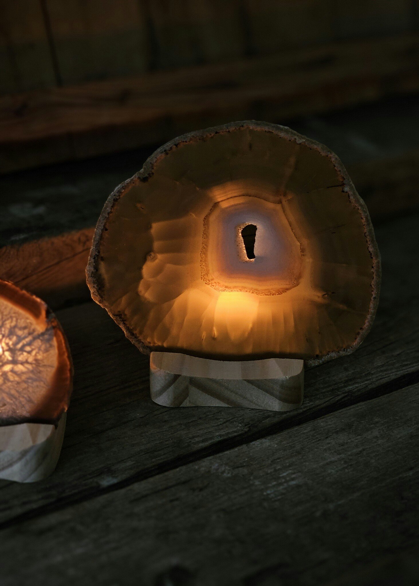 Ljushållare i trä för Agatskiva (per styck)