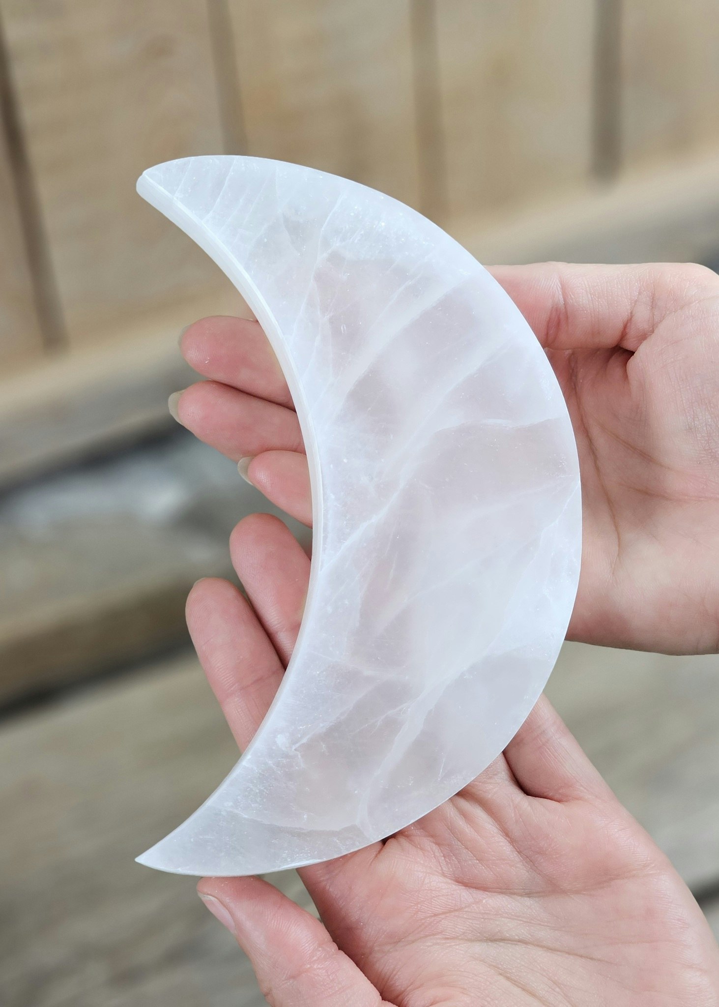 Vit Selenit, stor måne (laddningsplatta) 15 cm