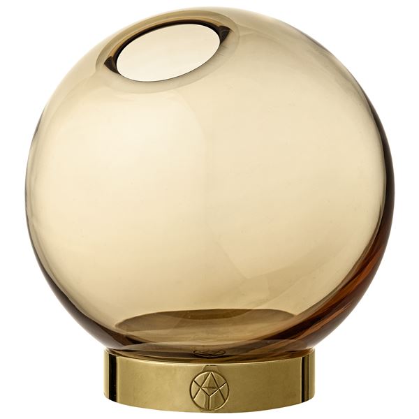 GLOBE vase w. stand Amber / Gold - Medium
