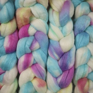 Handfärgad ulltops Merino Silke "Ice Ice Baby" ca 100g