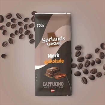 Mørk sjokolade med capucchino.