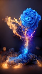 Blue rose on fire