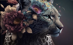 Leopard with flowers