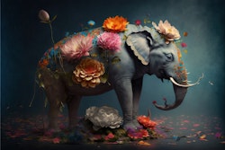 Elephant with flowers