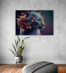 Leopard with flowers