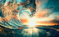 Wave in sunset