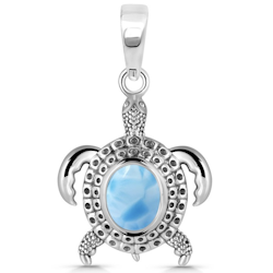 Kristallhänge Sköldpadda Larimar (Silver)